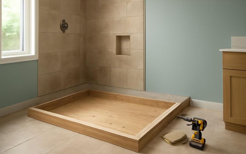 AI concept: Subfloor recessed for a curbless shower