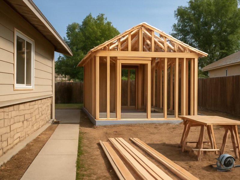 AI concept: Existing condition: side yard next to a ranch house