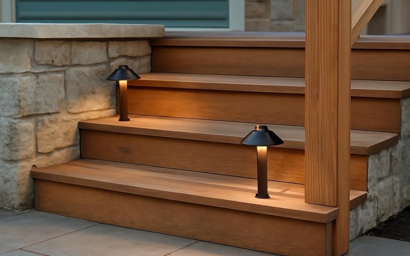 AI concept: Motion-sensor path lights along a stair