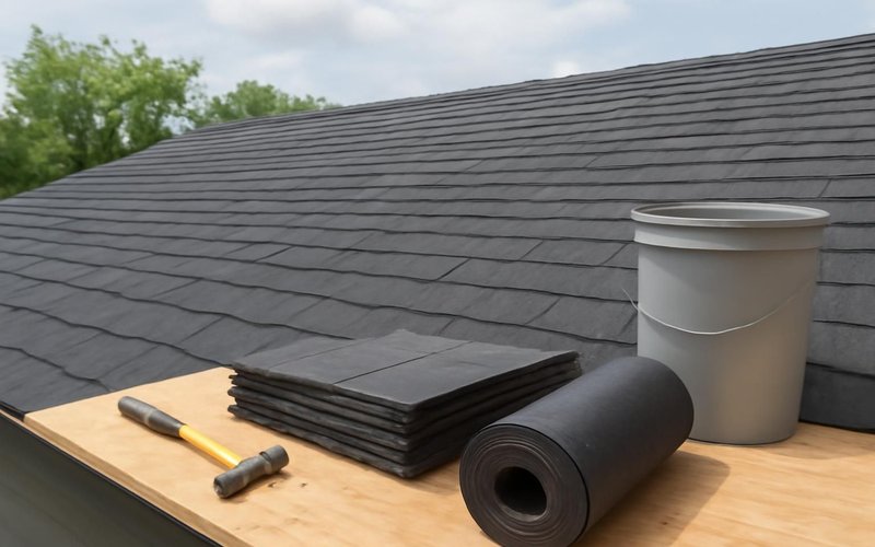 AI concept: Unbranded architectural shingles on a roof