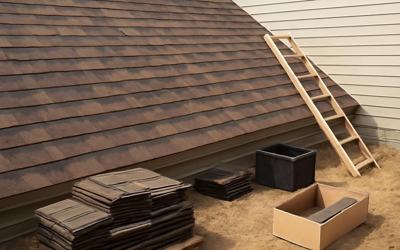 AI concept: Unbranded architectural shingles in a brown blend