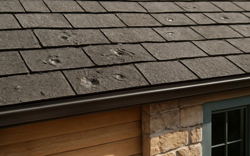 AI concept: Impact-rated Class 4 shingles after a hail storm