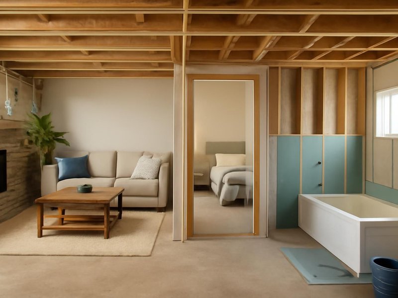 AI concept: Family room, bedroom and bath