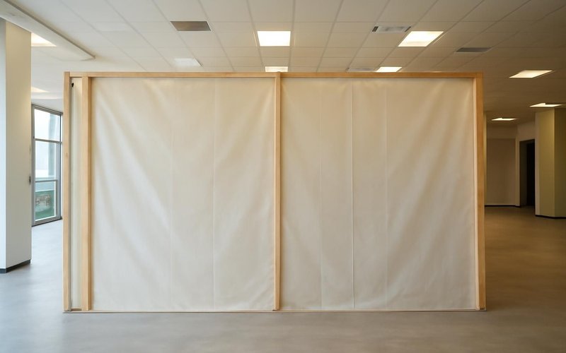 AI concept: Temporary dust wall in an open retail space