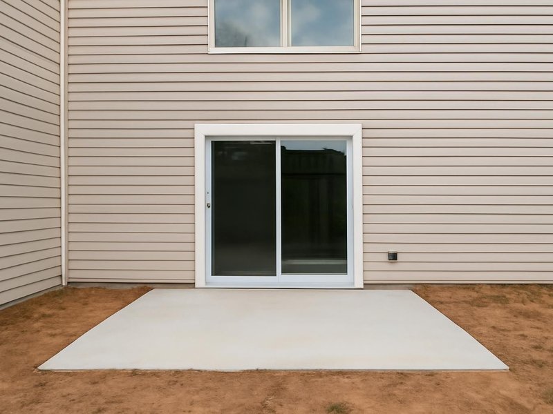 AI concept: Existing condition: bare yard below a second-floor slider