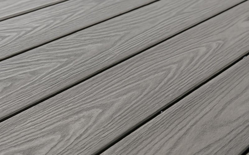 AI concept: Trex composite deck boards in a wood-grain gray