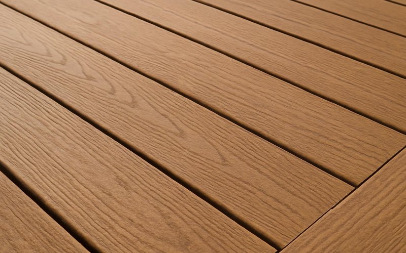 AI concept: Fiberon composite deck boards in a warm brown tone