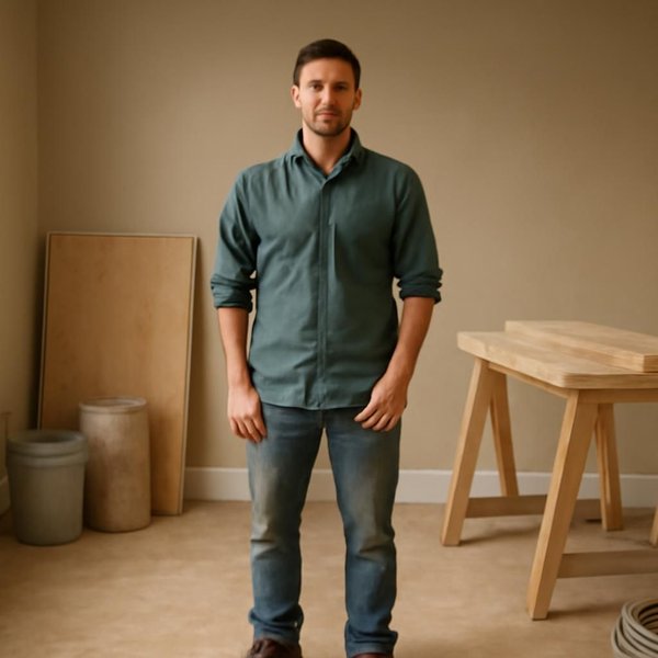 AI concept: Fictional remodeling professional illustrating a project role