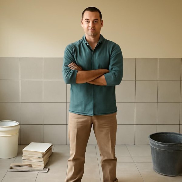AI concept: Fictional remodeling professional illustrating a project role