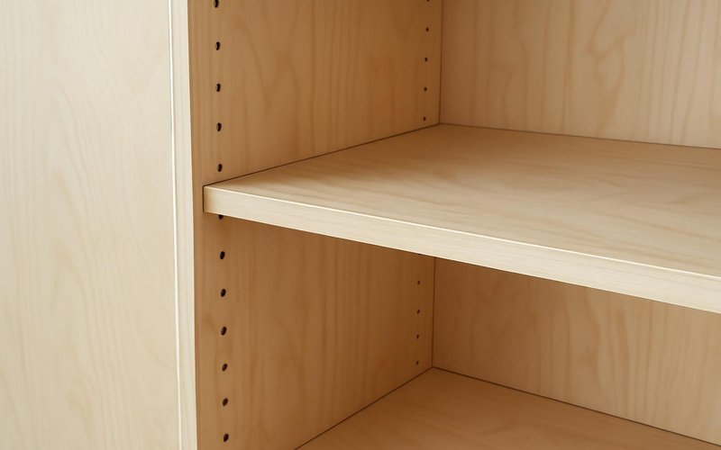 AI concept: Birch plywood cabinet box with shelf pin holes