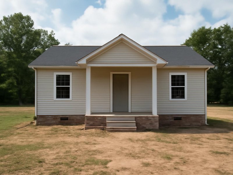 AI concept: Existing condition: small post-war house with a failing foundation on a wide lot