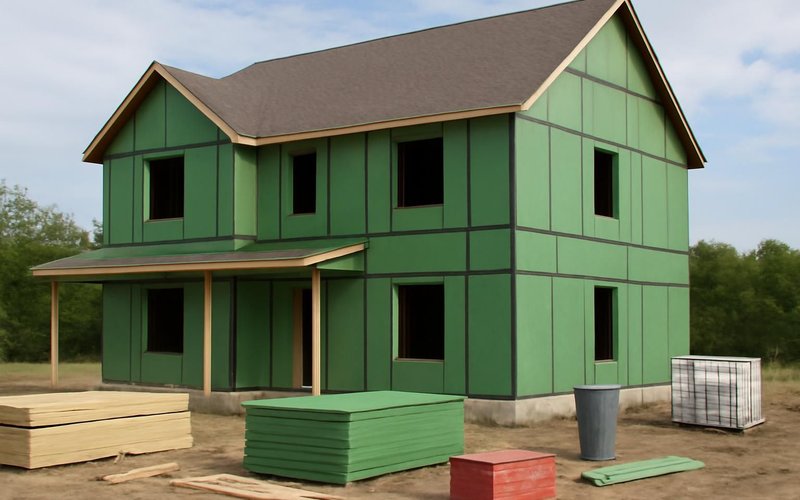 AI concept: New house wrapped in taped ZIP System panels
