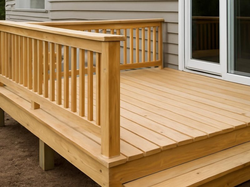 AI concept: Remodeled idea: frame with new boards and a firmly bolted railing
