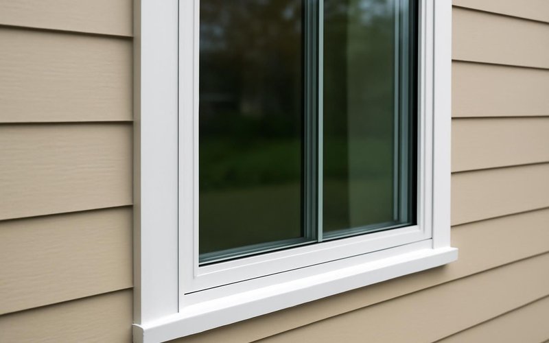 AI concept: A modern double-glazed residential window shown close up at the edge of the frame, no stickers or labels