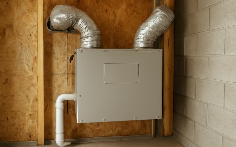AI concept: Energy recovery ventilator in a utility room
