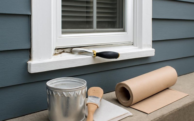 AI concept: Supervisor probing a window sill for rot