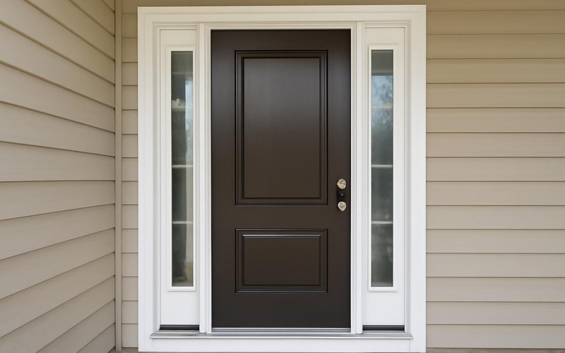 AI concept: Fiberglass front door with sidelights