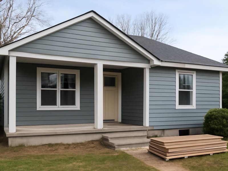 AI concept: Bungalow, shingles painted on site