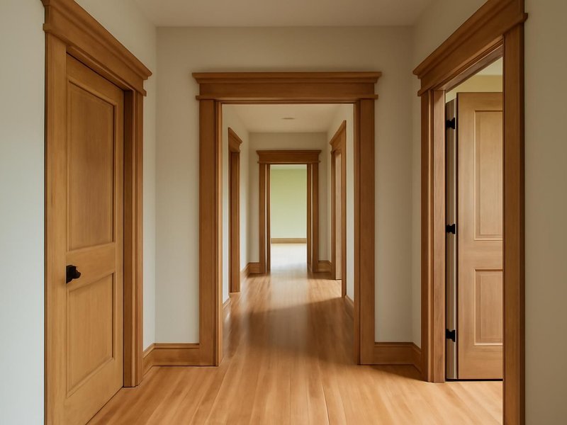 AI concept: Remodeled idea: hallway with matching craftsman casings on every door