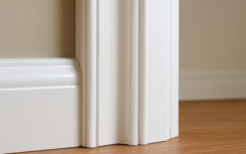 AI concept: Glossy white enamel paint on new door casing