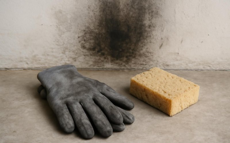 Chemical sponge lifting soot from a wall