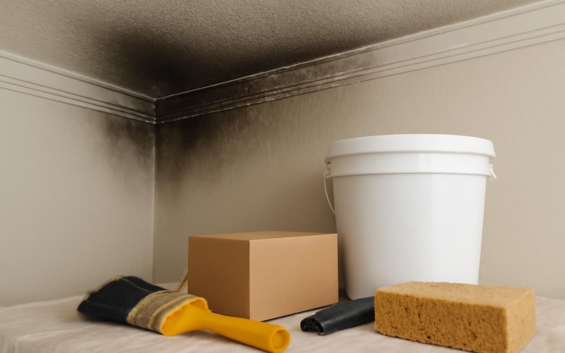 AI concept: Technician documenting soot on a ceiling