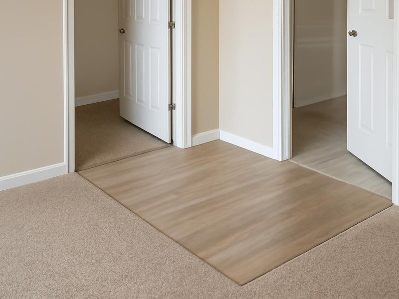AI concept: Existing condition: main floor with carpet, vinyl and tile meeting at three doorways