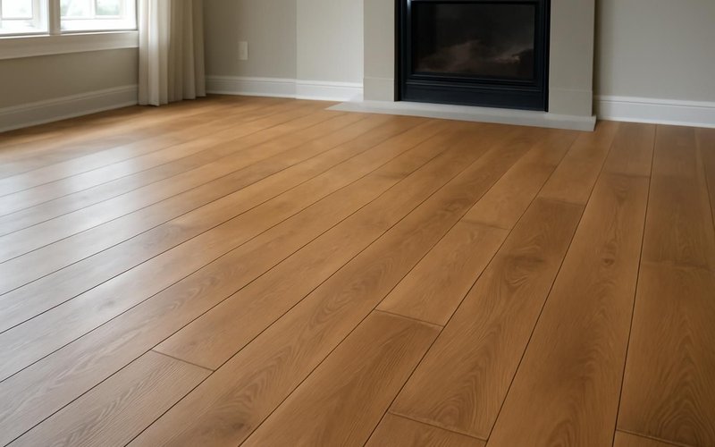 AI concept: Engineered oak flooring in a living room