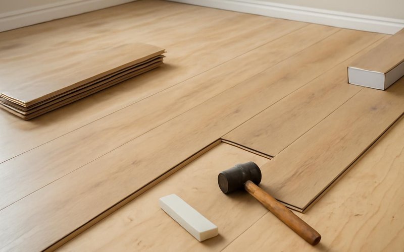 AI concept: Installer clicking vinyl planks together