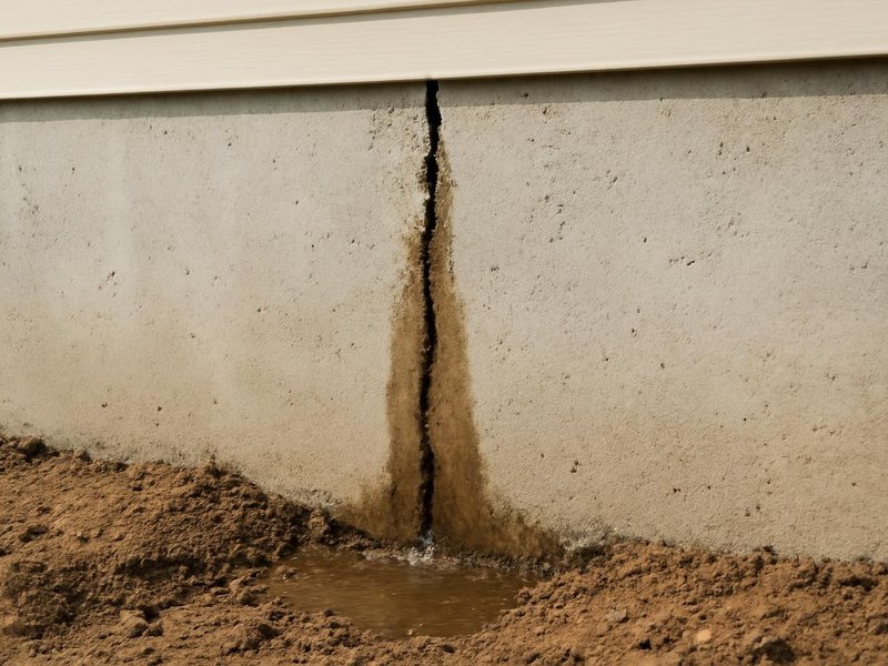 AI concept: Existing condition: poured wall leaking through a vertical crack