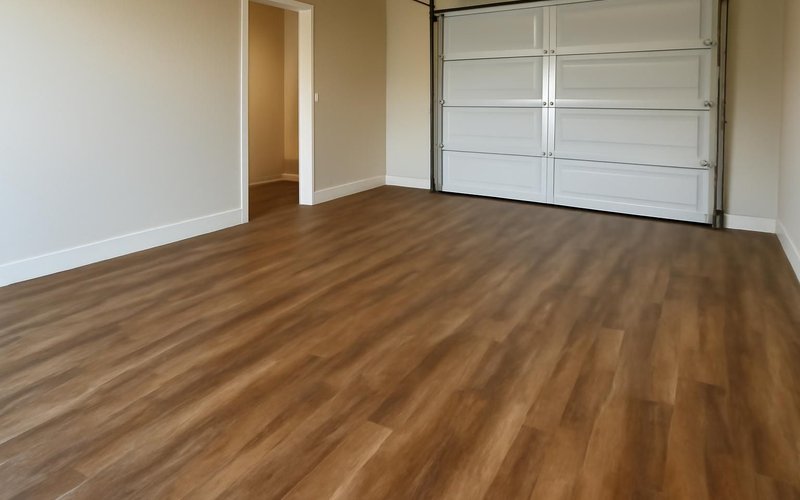 AI concept: Luxury vinyl plank in a garage apartment