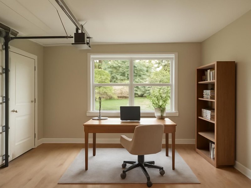 AI concept: Remodeled idea: step-free home office with a window where the door was