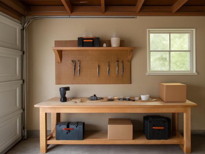AI concept: Existing condition: one bay used as a cluttered workbench area