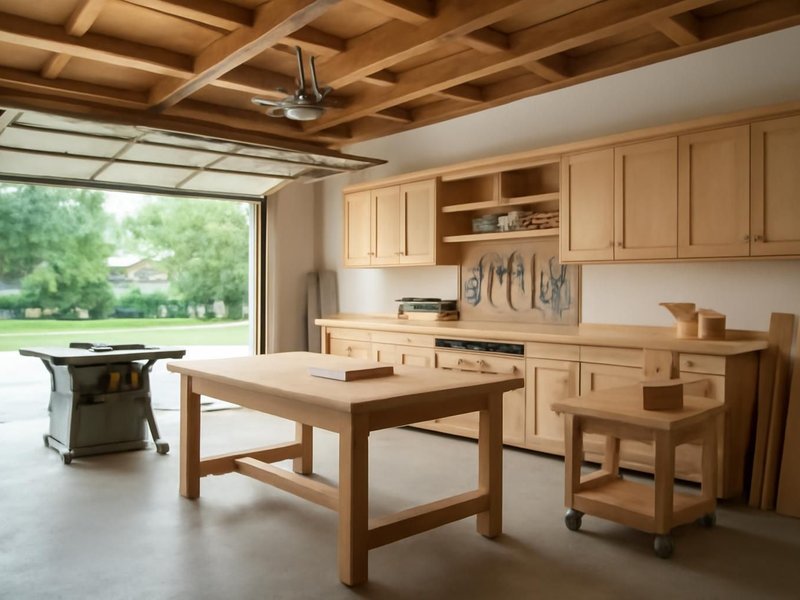 AI concept: Woodworking shop garage