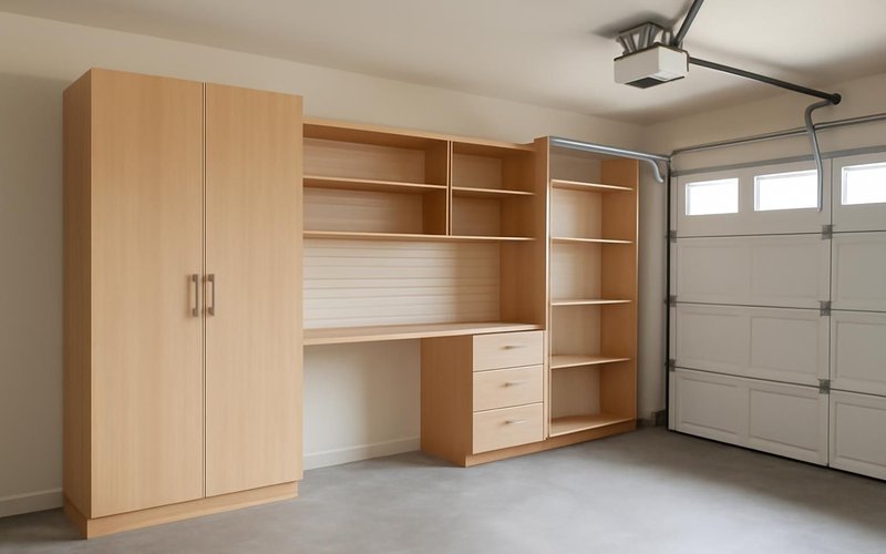 AI concept: Garage storage layout drawn on a photo