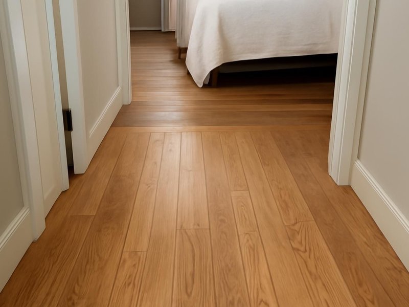 AI concept: Remodeled idea: new solid oak in the hallway woven into the existing bedroom floors