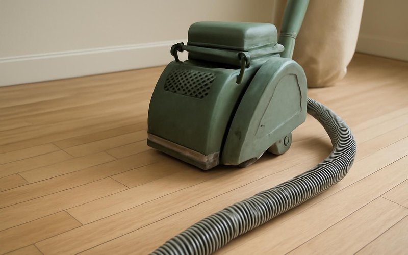 AI concept: Floor sander connected to a dust extraction hose