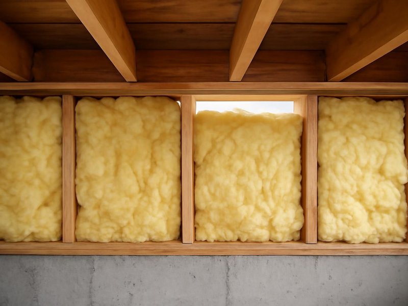 AI concept: Existing condition: basement rim joists bare with daylight at the sill
