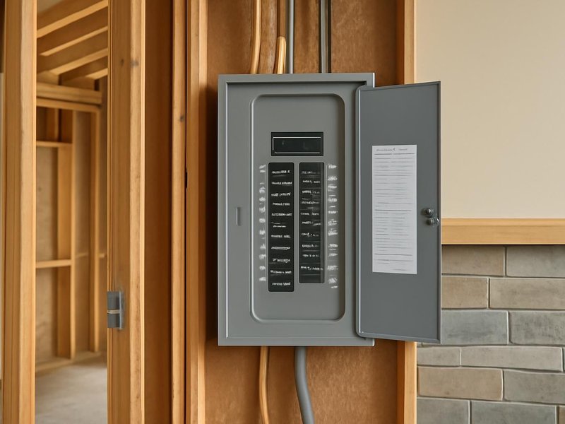 AI concept: Remodeled idea: new 200-amp breaker panel with every circuit labeled