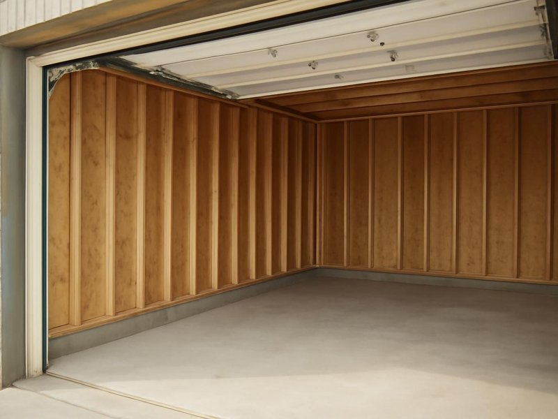 AI concept: Existing condition: one-car garage bay with a bare slab and open studs