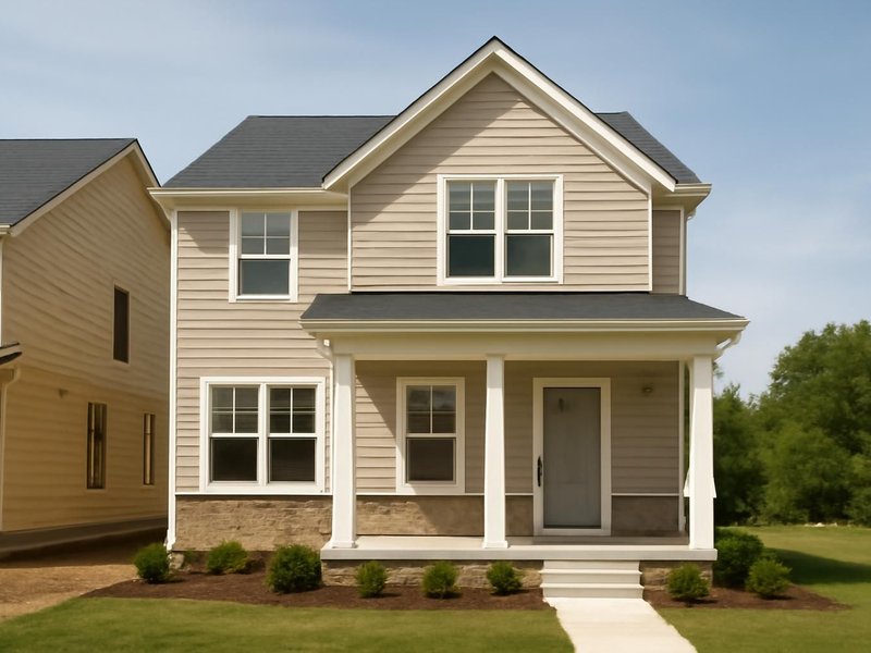 AI concept: Remodeled idea: framing repaired, new windows and matched siding