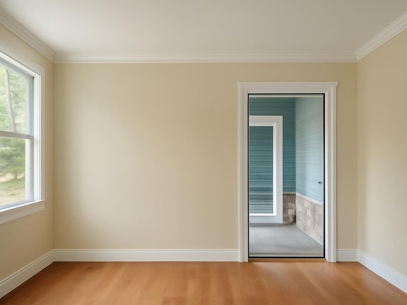 AI concept: Remodeled idea: new smooth drywall ceiling and freshly painted walls and trim