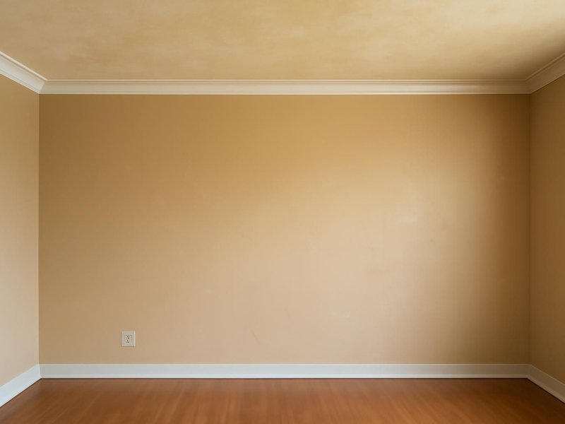 AI concept: Existing condition: tan living room walls with scuffs and a yellowed ceiling