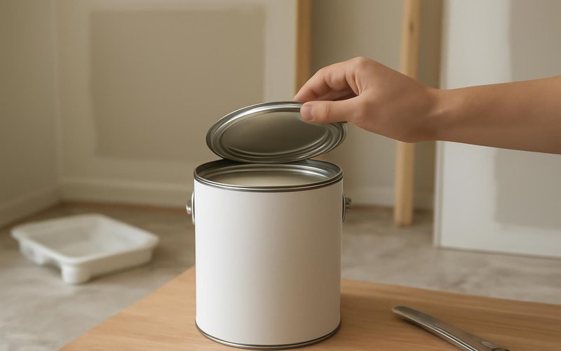 AI concept: Benjamin Moore paint can being opened