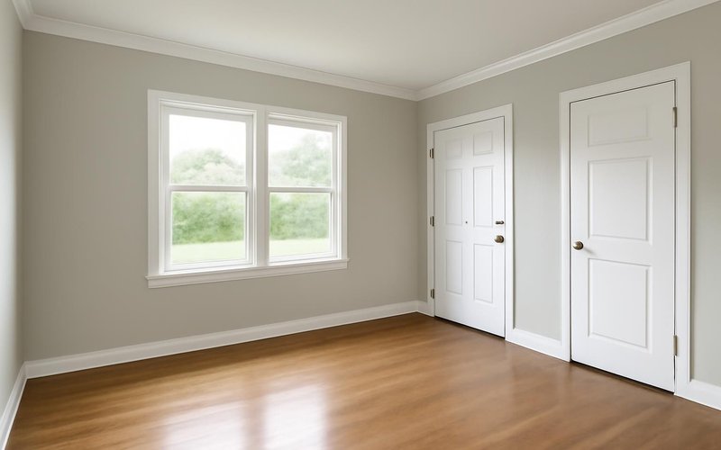 AI concept: Freshly painted living room with trim and doors