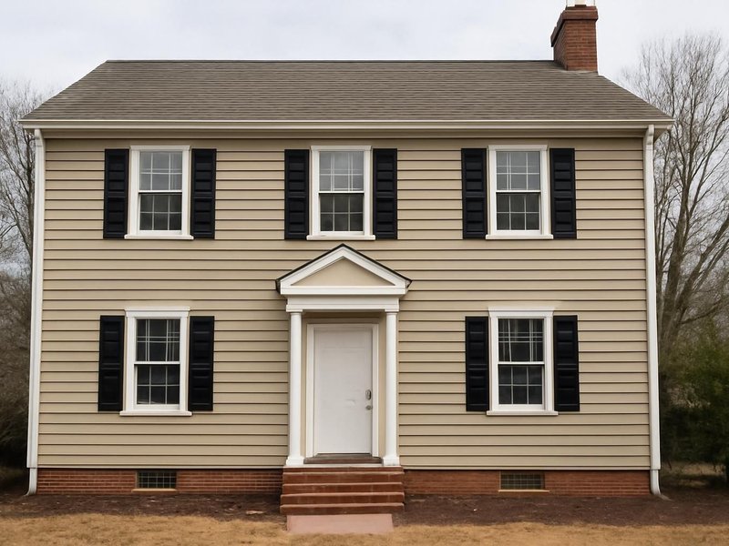 AI concept: Existing condition: colonial in faded tan vinyl