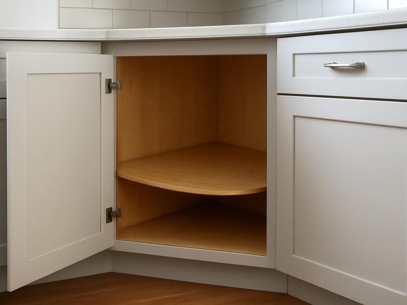 AI concept: Existing condition: blind corner cabinet with a sagging shelf