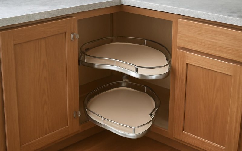 AI concept: Corner swing-out organizer in a base cabinet