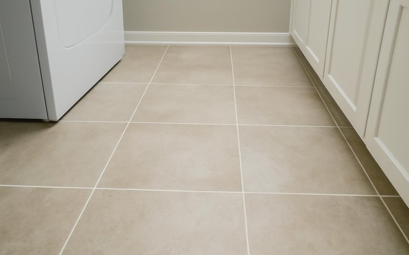 AI concept: Porcelain tile floor in a laundry room