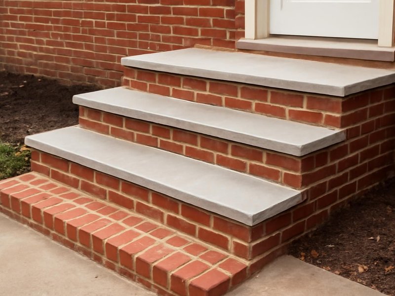 AI concept: Remodeled idea: brick steps relaid with matched mortar and new caps